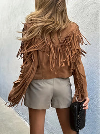 Wildlederjacke mit Fransen