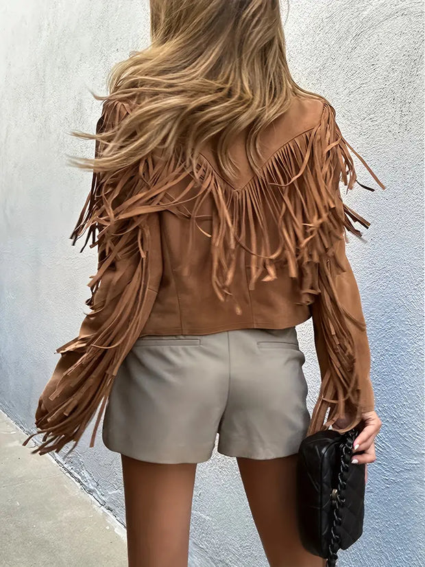 Wildlederjacke mit Fransen