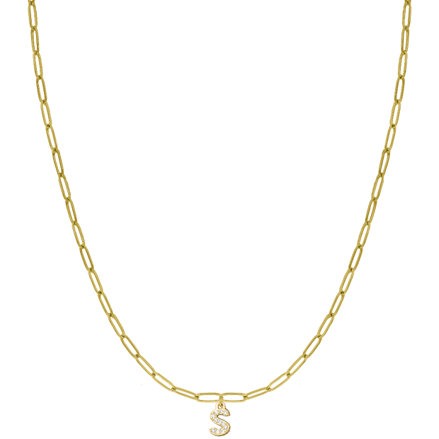 Mini Grace Diamond Letter Kette 14K Vergoldet