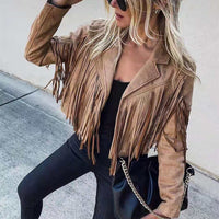 Trendige Lederjacke mit Fransen