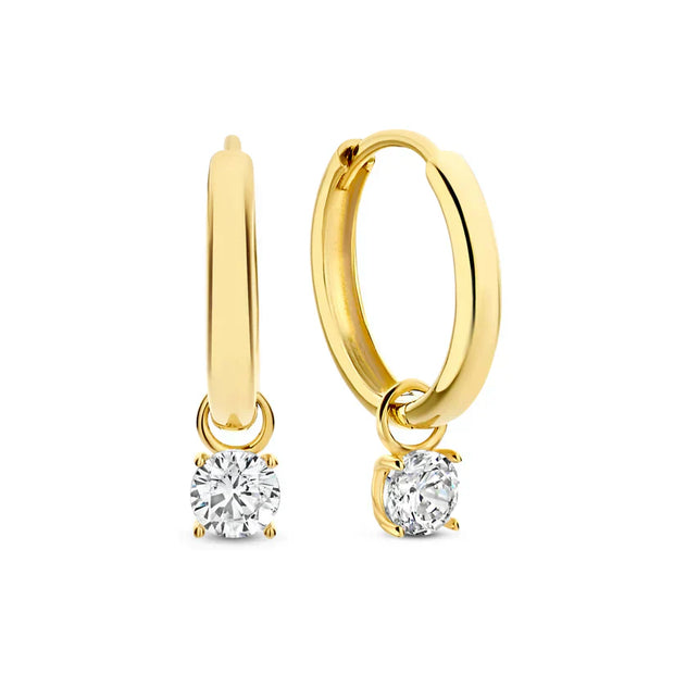Elegantes Stein Ohrring Set Larmes de Lune Von Jacintha Mit Funkelnden Steinanhängern Und Zarten Ohrläppchen