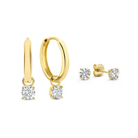 Elegantes Stein Ohrring Set Larmes de Lune Von Jacintha Mit Funkelnden Steinanhängern Und Zarten Ohrläppchen