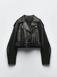 Klassische schwarze Lederjacke