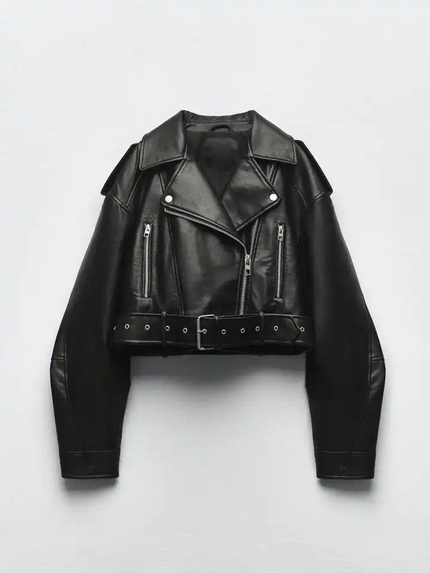 Klassische schwarze Lederjacke