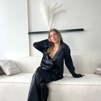 Cassy Oversized Satin-Pyjama-Set