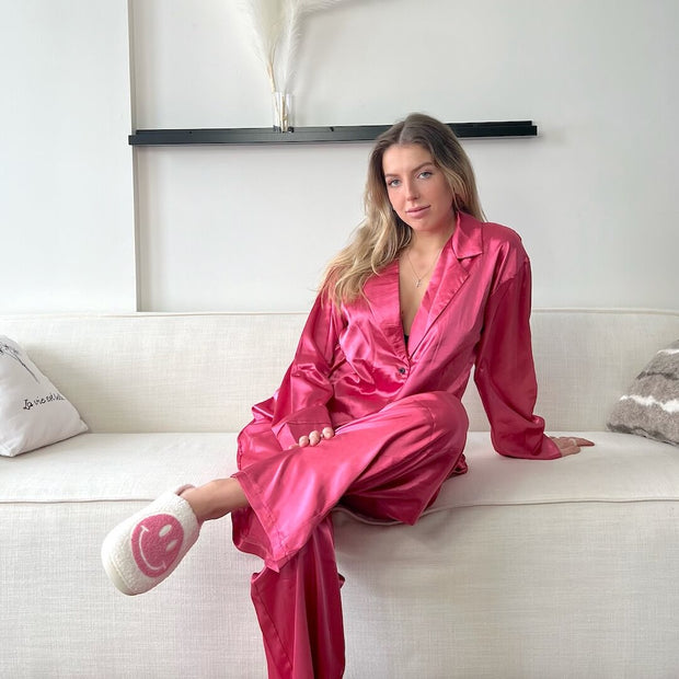 Cassy Oversized Satin-Pyjama-Set