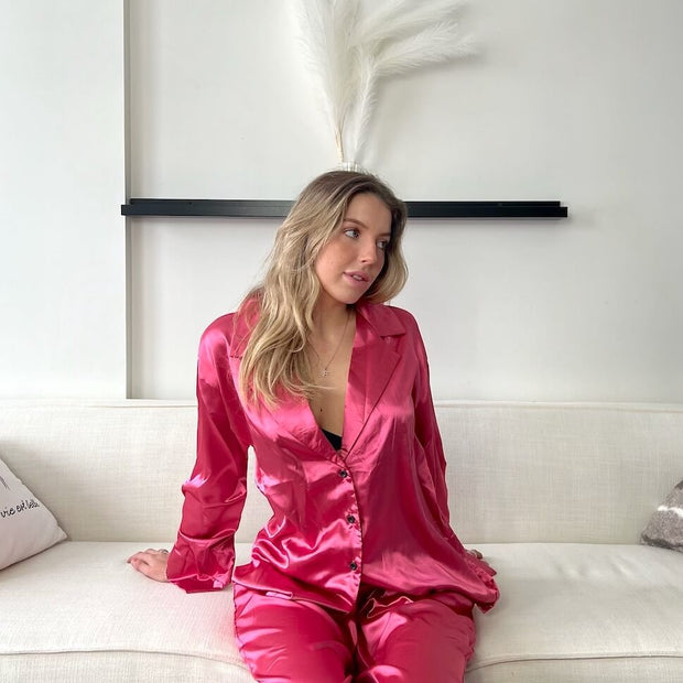 Cassy Oversized Satin-Pyjama-Set