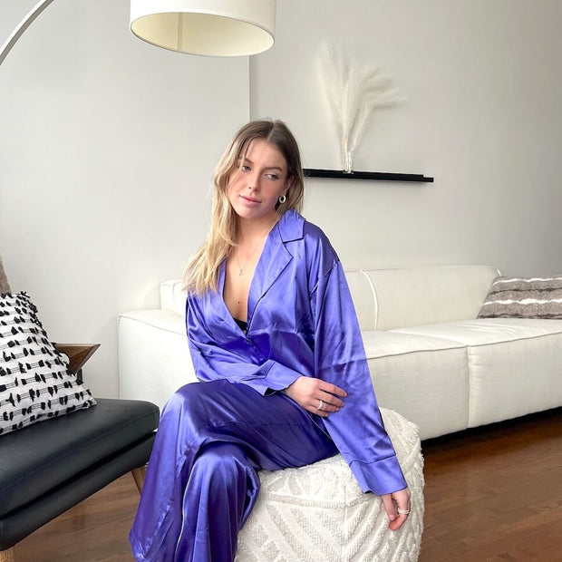 Cassy Oversized Satin-Pyjama-Set