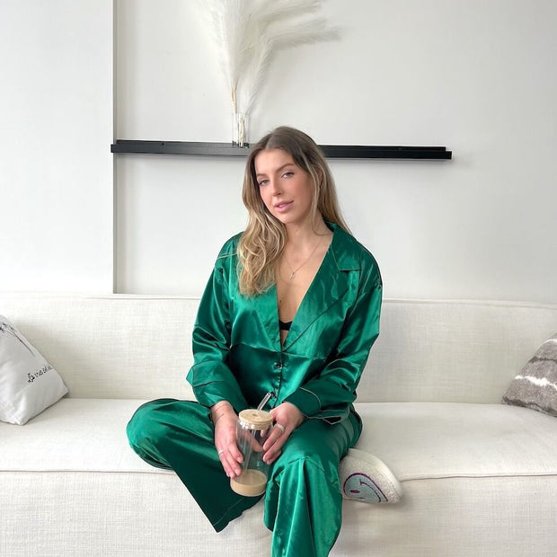 Cassy Oversized Satin-Pyjama-Set