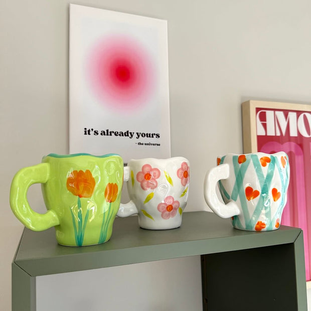 Flora Vintage-Keramiktassen