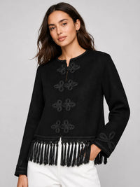 Kurzer Blazer mit Fransen und Knotenschlüssen