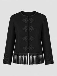 Kurzer Blazer mit Fransen und Knotenschlüssen