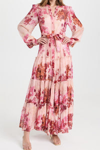 Naty - Langärmeliges Kleid mit Blumendruck