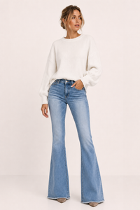 Damen-Jeans mit hoher Taille und ausgestelltem Bein – Greta