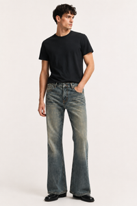 Herren-Jeans im Slim-Fit-Schnitt mit Flare-Bein und Vintage-Waschung – Henrik