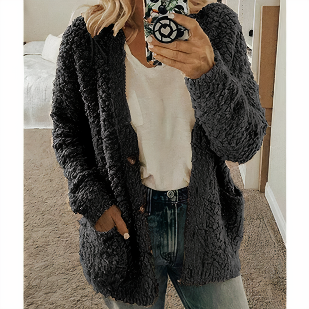 KAROLINA - Plüsch-Strickcardigan