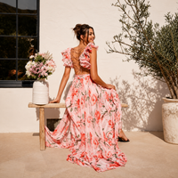 Langes Damenkleid mit elegantem Blumenmuster - Katherine