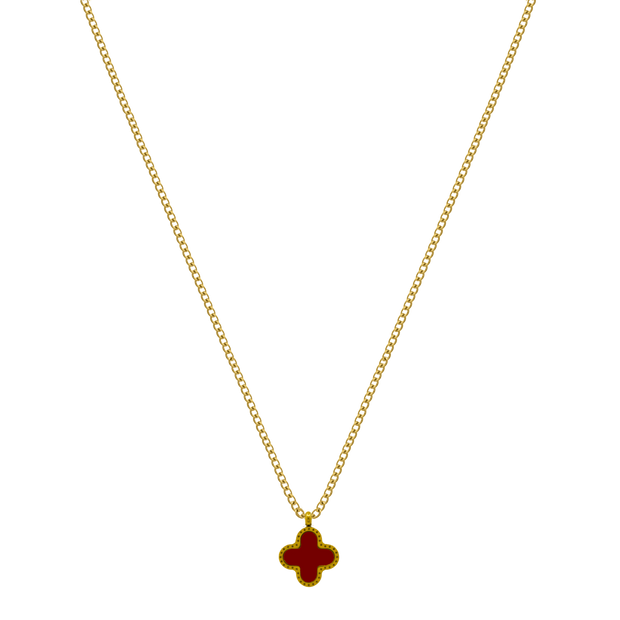 Red Black 2in1 Unique Leaf Kette 18K Vergoldet