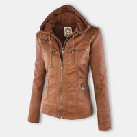 Elegante Biker-Lederjacke mit Kapuze
