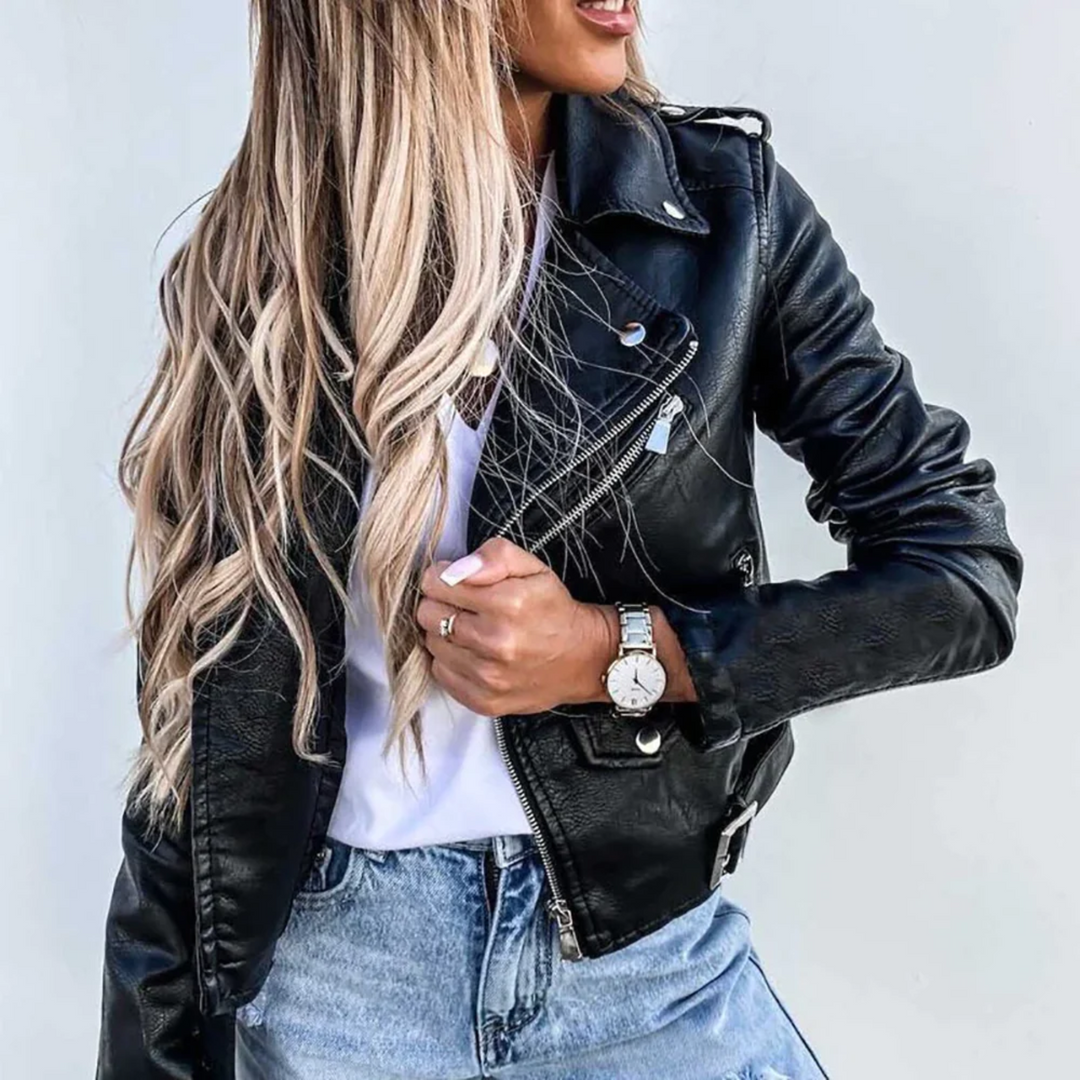 Figurbetonte Lederjacke für lässige Looks