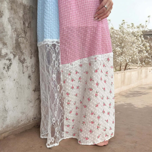 Belle Patchwork-Kleid mit Blumen