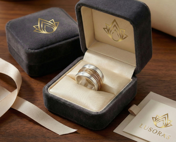 Silberring Mit Goldfäden Handgefertigter Schmuckring Aus Silber Und Goldfäden Mit Modernem Organischem Design
