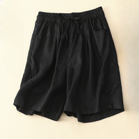 Damenshorts aus Leinen mit seitlicher Stickerei und verstellbarem Bund - Paloma
