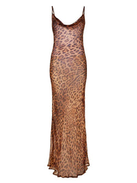 Nereida - Spaghetti-Maxi-Kleid mit Leopardenmuster
