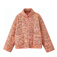 Jacke mit Blumenmuster, Patchwork und Stehkragen