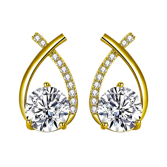 Goldohrringe Mit Kubischen Zirkonia Eingefasst Und Verflochtenem Design Alessa Glanz