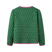 Steppjacke mit Blumenmuster und rosa Schleifen