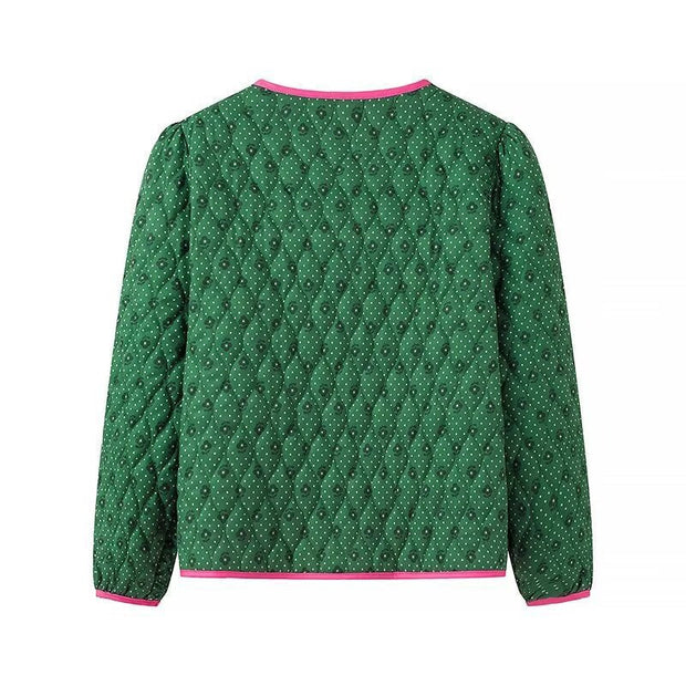 Steppjacke mit Blumenmuster und rosa Schleifen