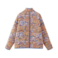Jacke mit Blumenmuster, Taschen und überschnittenen Schultern in Lila