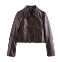 Einfarbige Lederjacke mit klarer Optik