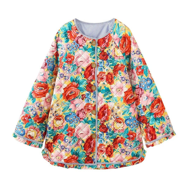 Steppjacke mit Blumenmuster und Patchwork