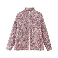 Jacke mit Blumenmuster, Taschen und überschnittenen Schultern in Lila