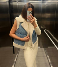Jeansweste mit Reverskragen und Taschen