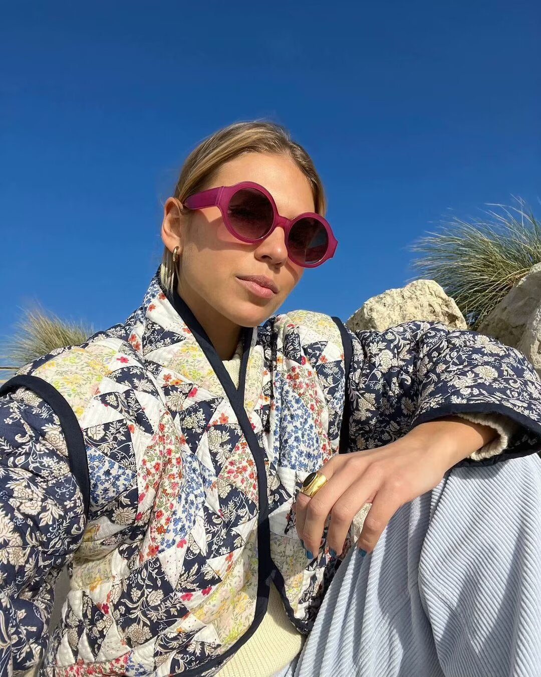 Steppjacke mit lockerer Passform und Print im Steppdesign