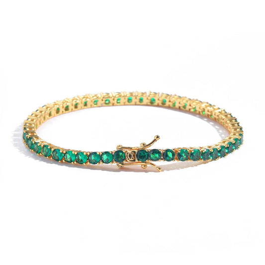 Goldenes Tennisarmband Mit Grünen Kristallen Von Lioria Elegantes Schmuckstück Für Jeden Anlass