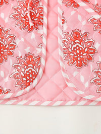 Jeansweste mit Blumenmuster, V-Ausschnitt und Bindedetails