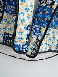 Jacke mit Blumenmuster, Patchwork und Reverskragen