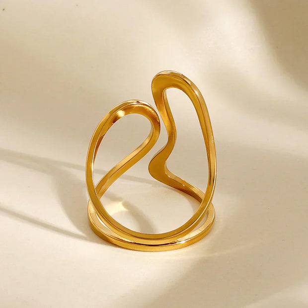 Luxuriöser Geflochtener Ring Weiß Offenes Verstellbares Design Mit Fließenden Eleganten Linien Und Minimalistischem Stil