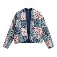 Jacke mit Patchwork, überschnittenen Schultern und Print