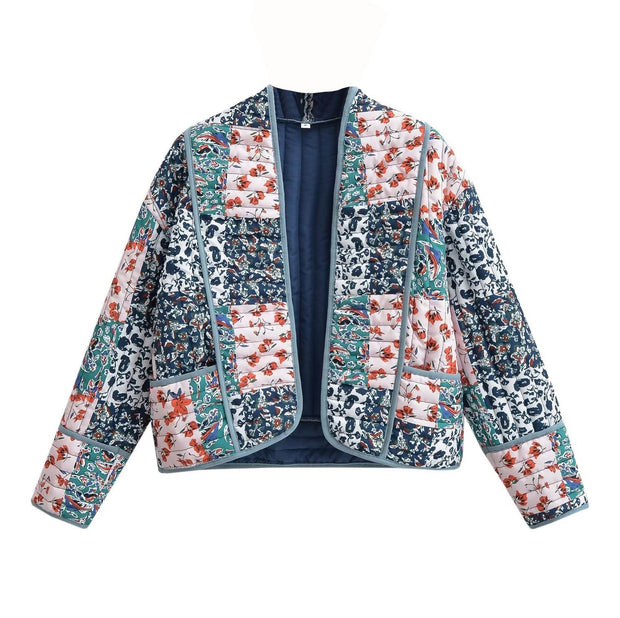 Jacke mit Patchwork, überschnittenen Schultern und Print
