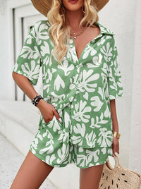 Adrienna - Set aus Hemd und Shorts mit Button-Down-Kragen und Aufdruck