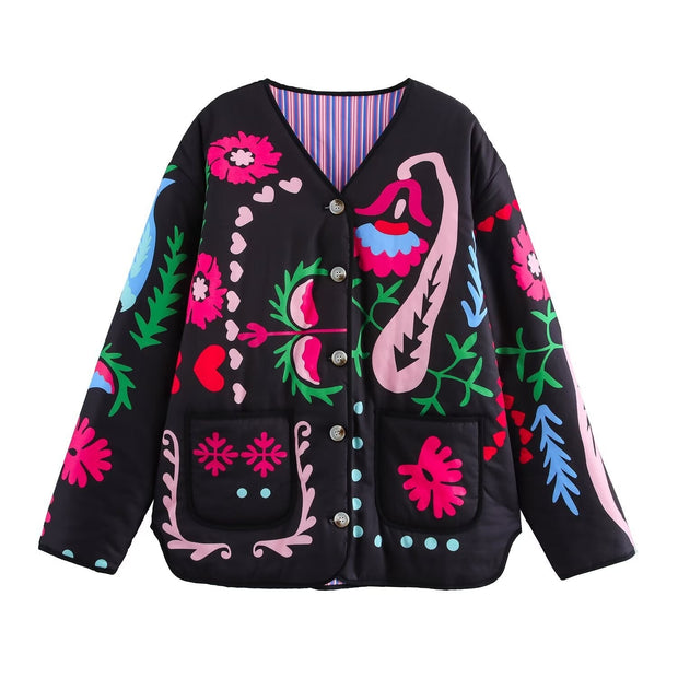 Jeansjacke mit Graffiti-Print und Taschen