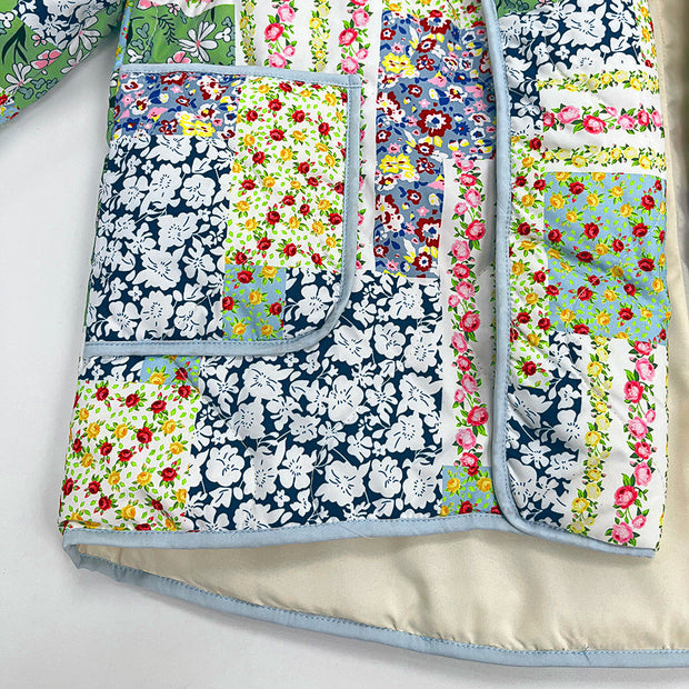 Jacke mit Blumenmuster, Patchwork und Taschen