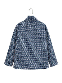 Steppjacke mit Blumenmuster, geometrischem Muster und Taschen