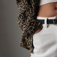 Jeansjacke mit Leopardenmuster und lockerer Passform