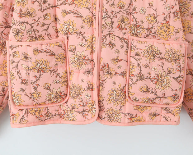 Jacke mit Blumenmuster, Patchwork und Stehkragen